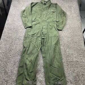 Isratex Military Coveralls Mens Medium Cotton Sateen Type I Green Flight Suit